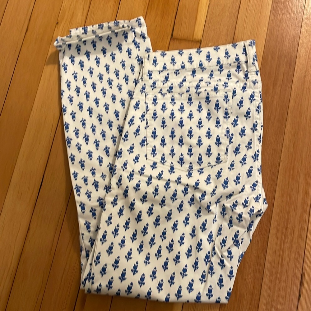 Jcrew toothpick blue and white jeans size 28 Tall ankle